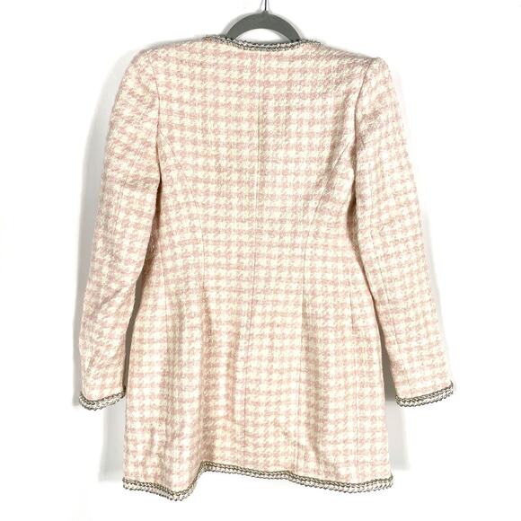 Assignment‎ Bridgette Mini Dress Pink Check Tweed Silver Trim Long Sleeve Sz S - Picture 11 of 14